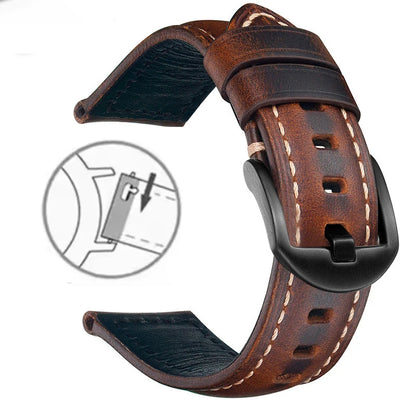 Correa de reloj de cuero de liberación rápida de 20 mm 22 mm, cuero auténtico Crazy Horse aceitado y encerado, estilo vintage, producto estrella, correa de repuesto retro para ropa de trabajo