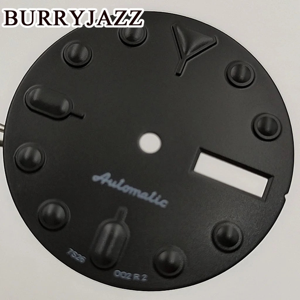 BURRYJAZZ-Watch dial without logo NH36, black dial, green dial Shoous Fit 3 O'Clock, 28.5 O'Clock Crown case, 3.8mm