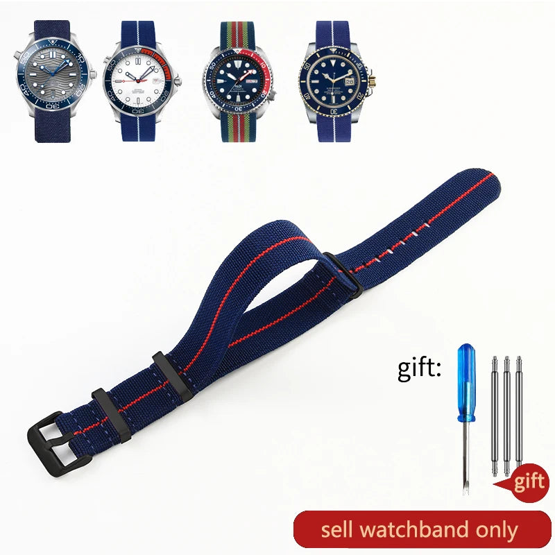 Retro Parachute Nylon Watch Strap for Rolex Tudor Biwan Omega Heuer IWC Men High-Density Knit 18 20 22mm Replacement Accessories