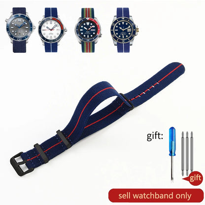 Retro Parachute Nylon Watch Strap for Rolex Tudor Biwan Omega Heuer IWC Men High-Density Knit 18 20 22mm Replacement Accessories