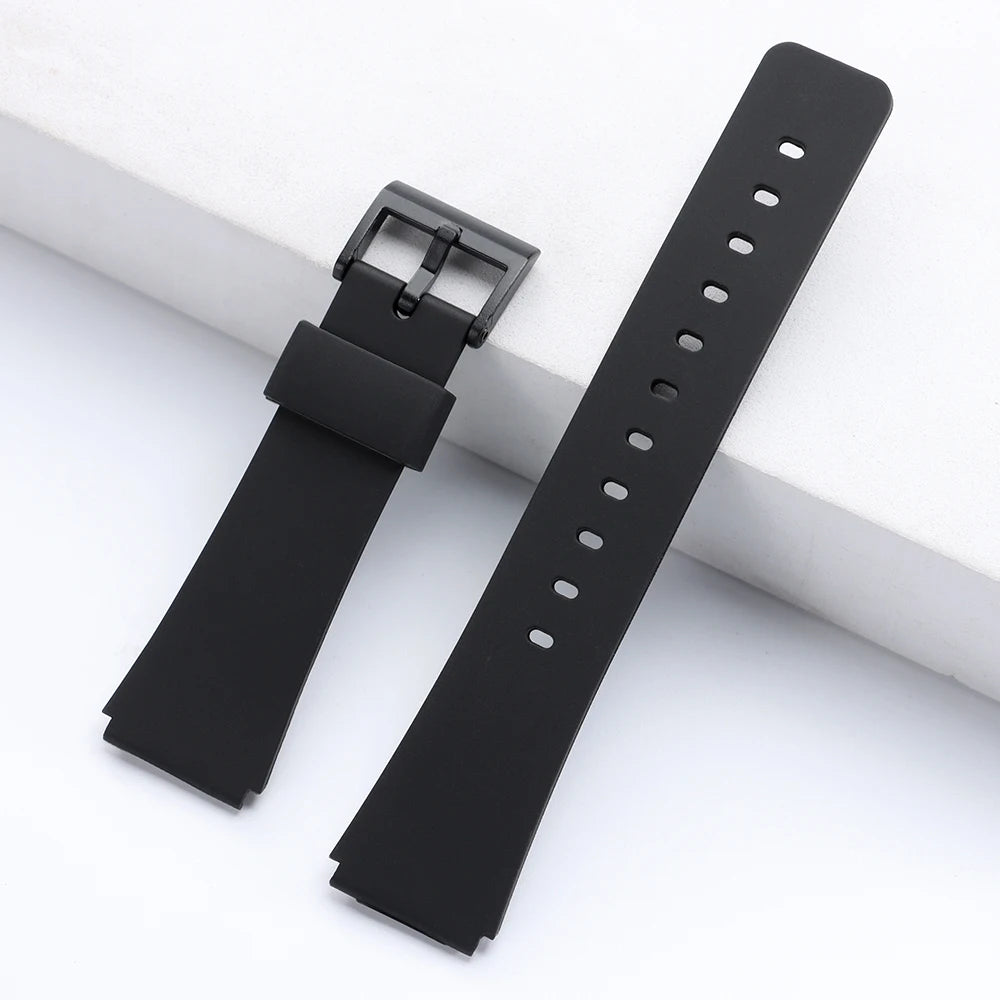 Bracelet de montre universel en caoutchouc et résine noir 12mm 14mm 16mm 18mm 20mm pour montre électronique Casio, style classique, pour hommes et femmes