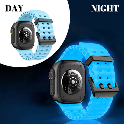 Cinturino per orologio in silicone luminoso Ocean Element compatibile con Apple Watch Ultra/Series 1-11/SE 38/40/41/42/44/45/46/49MM