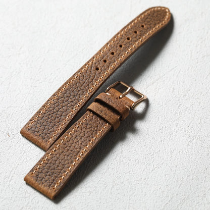 Handmade Litchi Grain Cowhide Leather Strap, 20MM x 16MM, Ultra-Thin Soft Genuine Leather, Retro Style, Suitable for Antique Watches