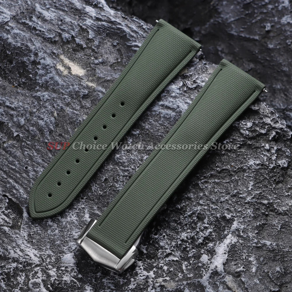 Bracelet universel à dégagement rapide 20mm 21mm 22mm, bracelet de montre étanche en caoutchouc FKM pour Omega, Rolex, Seiko