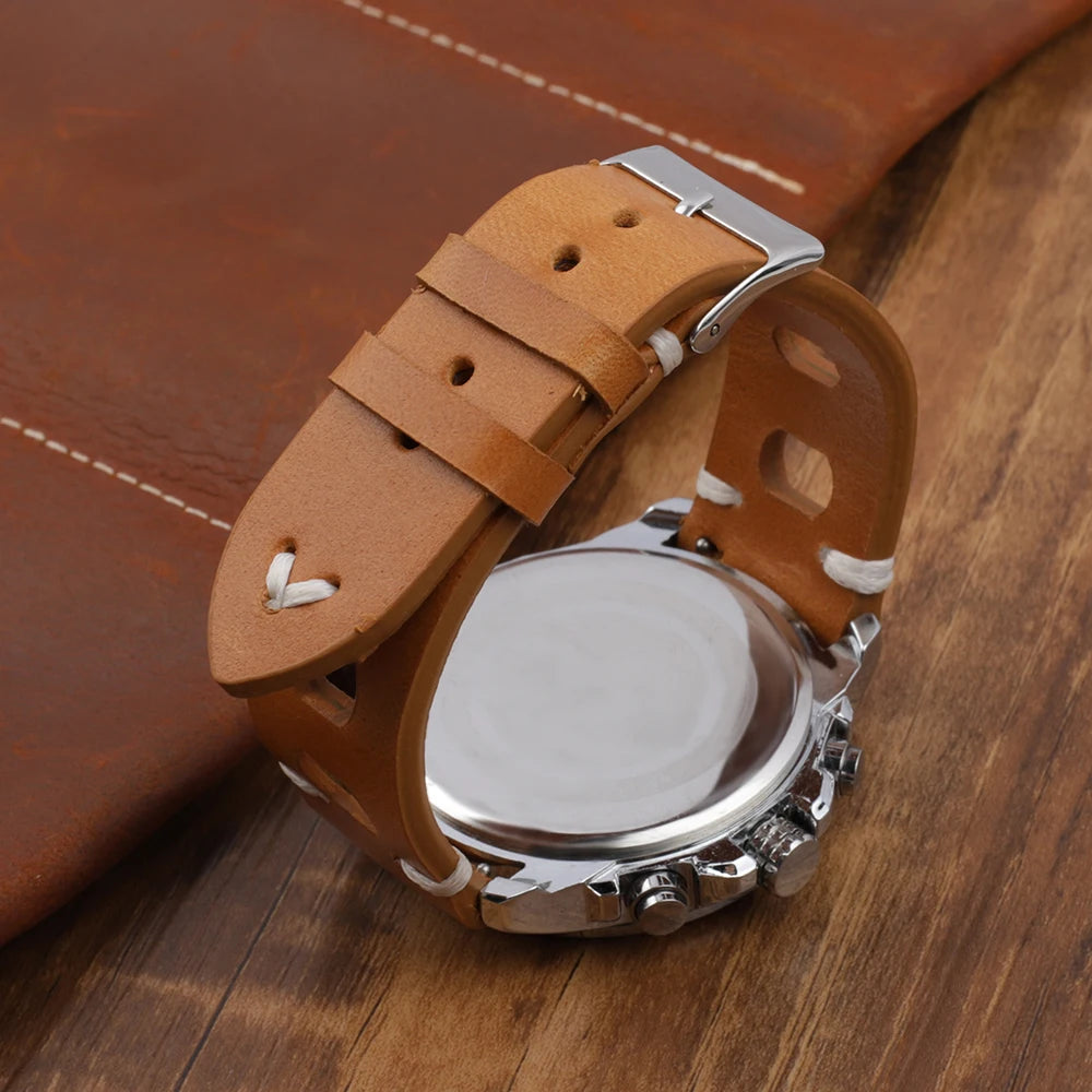 Leather watch strap, Fast - Vintage, Chronograph - Universal