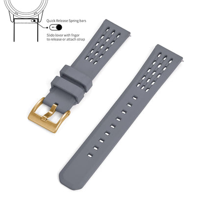Bracelet de montre en caoutchouc FPM FKM, 20mm 22mm, dégagement rapide, qualité supérieure, conception de Structure poreuse, bracelet de Sport Durable et confortable
