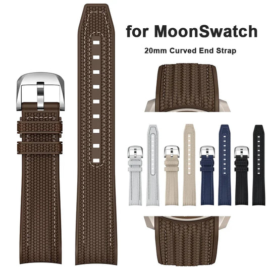 Pour Swatch X Omega joint MoonSwatch 20mm Bracelet à dégagement rapide hommes femmes extrémité incurvée tissage Silicone caoutchouc Bracelet de montre Bracelet outil