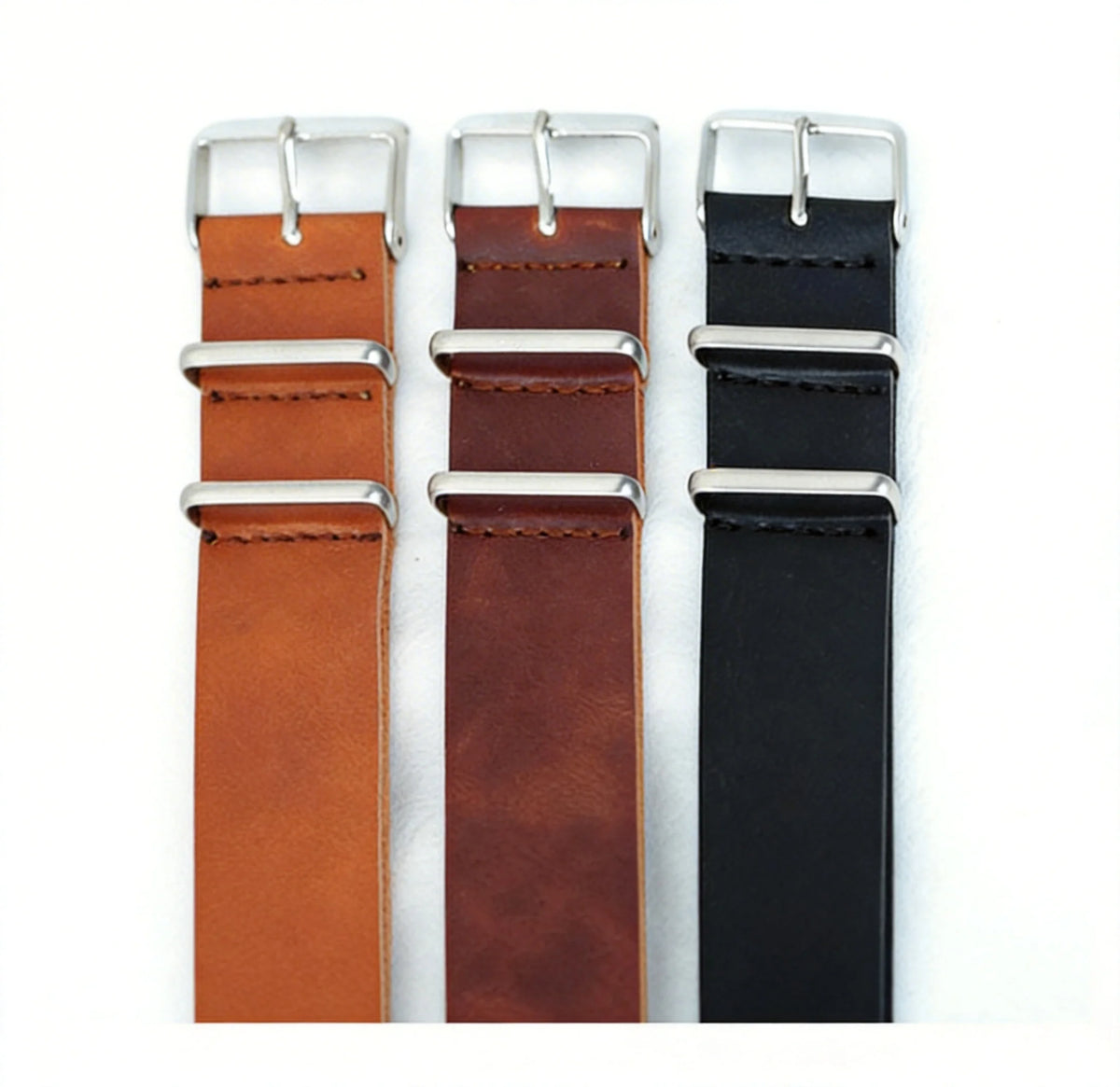 Bracelet de montre NATO ZULU en cuir vintage, bracelet monobloc noir et marron de style militaire, bracelet universel 18 mm 20 mm 22 mm 24 mm