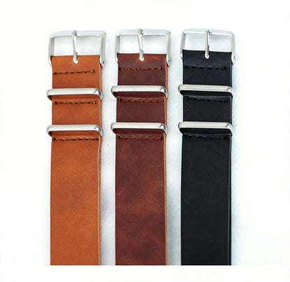 Bracelet de montre NATO ZULU en cuir vintage, bracelet monobloc noir et marron de style militaire, bracelet universel 18 mm 20 mm 22 mm 24 mm