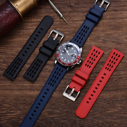 Bracelet de montre en caoutchouc fluoré à Structure poreuse de qualité supérieure à dégagement rapide 20mm 22mm nouveau Design bracelet de montre en caoutchouc FPM/FKM