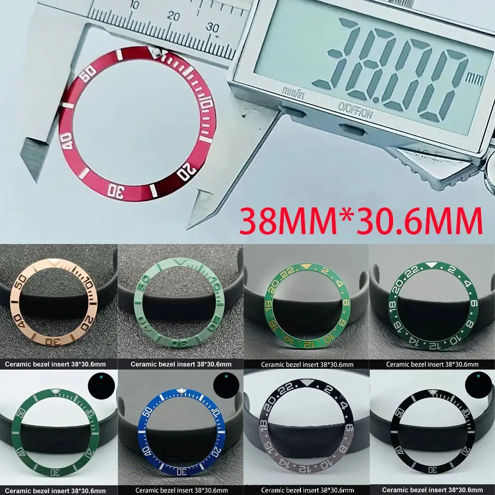 38mm x 30.6mm Sloped Ceramic Bezel GMT and Diving Watch Insert for 40mm Men's Watch Replacement Watch Bezel Inserts