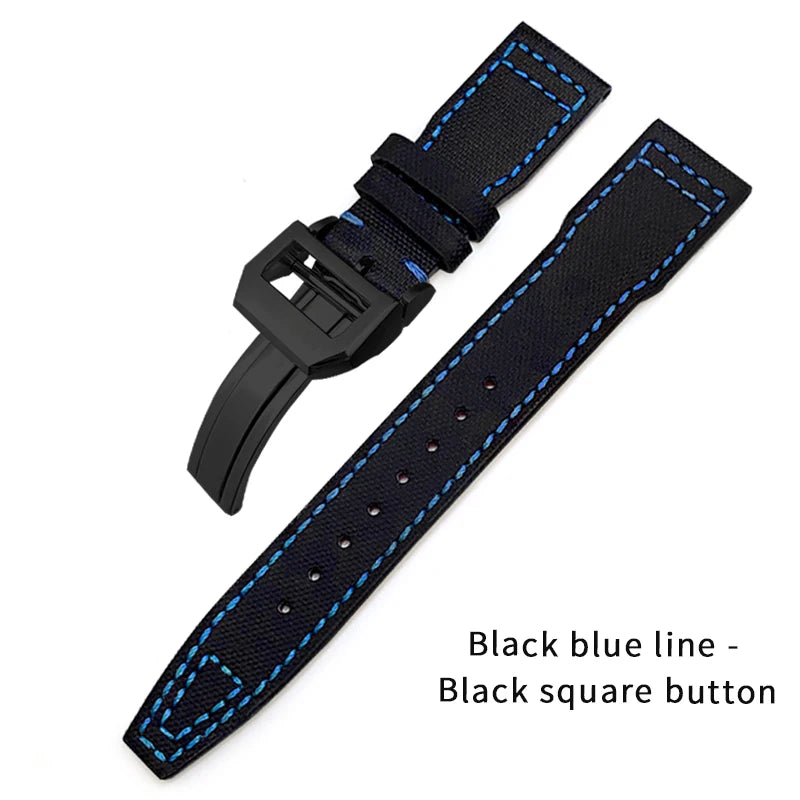 Bracelet de montre en cuir de Nylon 20mm 21mm 22mm pour montres IWC Big Pilot PORTOFINO IW3777 bracelet de montre en cuir de vache bleu vert noir rouge
