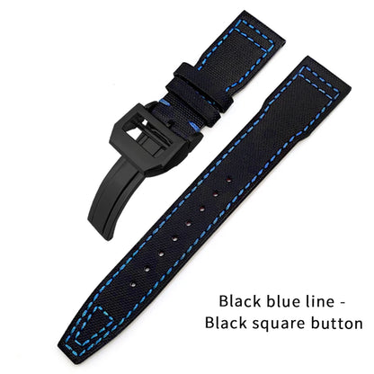 Bracelet de montre en cuir de Nylon 20mm 21mm 22mm pour montres IWC Big Pilot PORTOFINO IW3777 bracelet de montre en cuir de vache bleu vert noir rouge