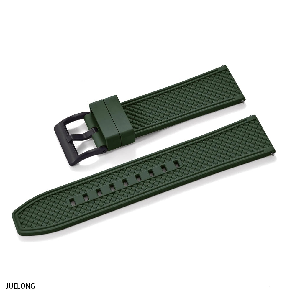 2025 NewFKM Bracelet de montre en caoutchouc 18 mm/20 mm/22 mm/24 mm |   Sangle de plongée à dégagement rapide, étanche, Anti-allergie, pour Seiko/Citizen/Garmin