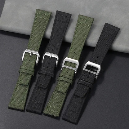 Cinturino per orologio in tela di nylon, 20 mm 21 mm 22 mm, per orologio da pilota IWC Portugal PORTOFINO, cinturino in tessuto, fibbia pieghevole, cinturino in pelle bovina