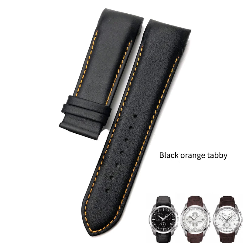 Bracelet de montre en cuir véritable à extrémité incurvée, 22mm 23mm 24mm, pour ceinture de montre Tissot 1853 COUTURIER T 035407 A T 035627 Outils de sangle pour hommes