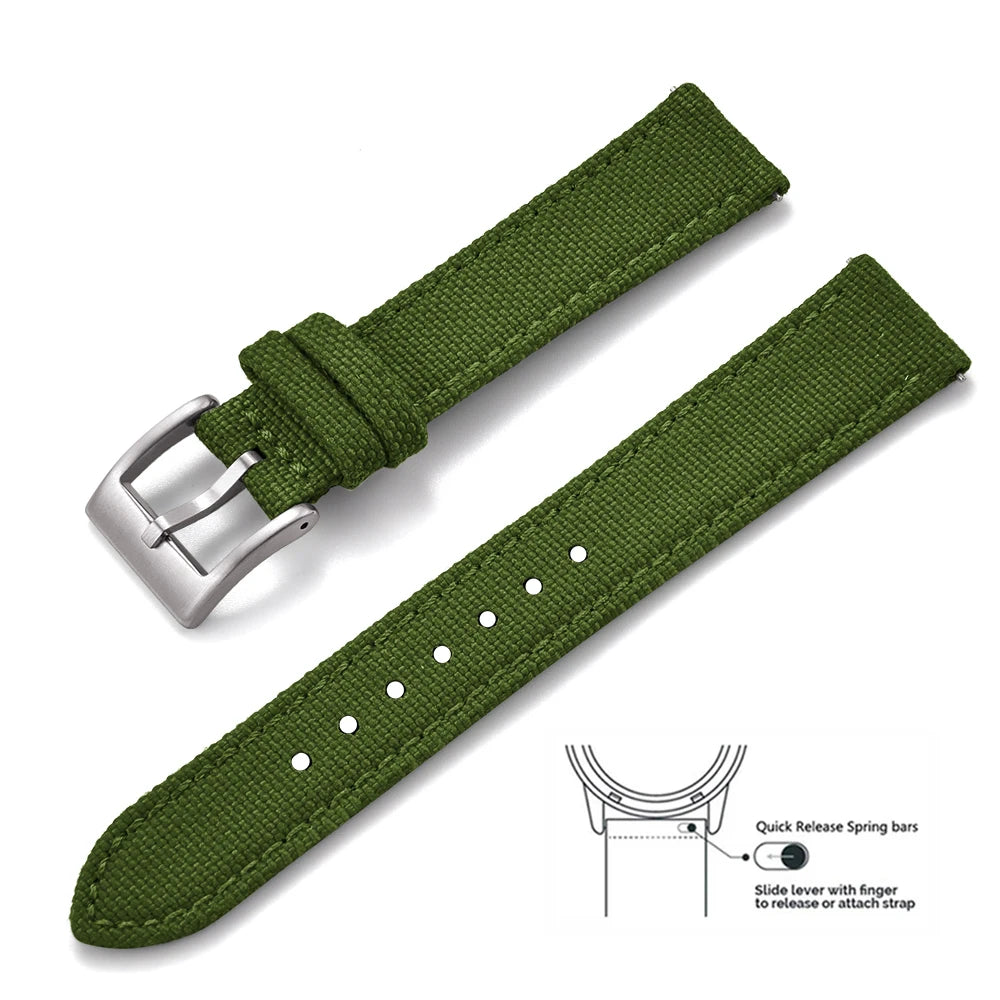 Bracelets en toile et Nylon en cuir, 18mm, 20mm, 22mm, à dégagement rapide, en tissu Vintage, pour montres Huawei Samsung