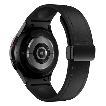 Bracelet en cuir véritable + silicone pour Samsung Galaxy Watch 6 5 7 44mm 40mm 20, Galaxy Watch 6 4 Classic 47mm 46mm 43mm 42mm