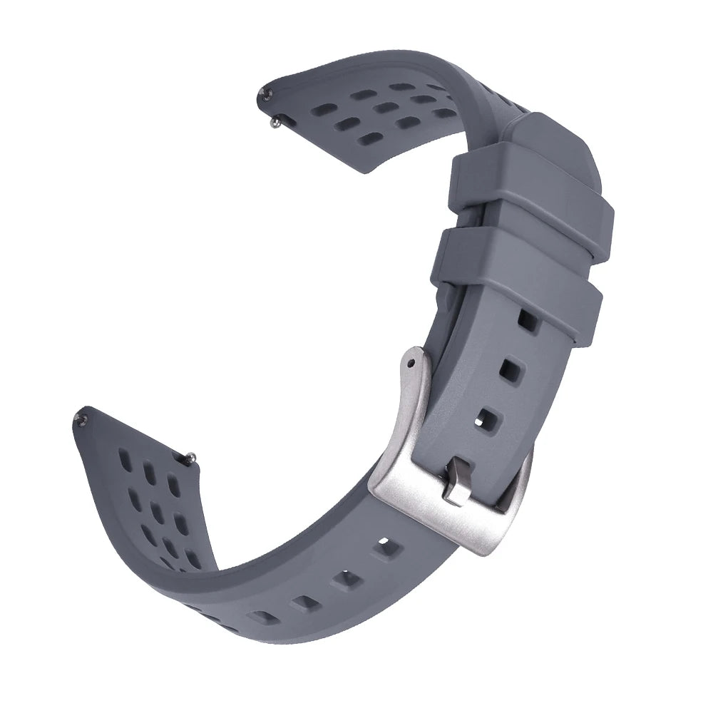 High Quality Quick Release FKM Fluoro Rubber Watch Strap 20mm 22mm New Design Porous Structure Ventilate FPM Rubber Watch Straps