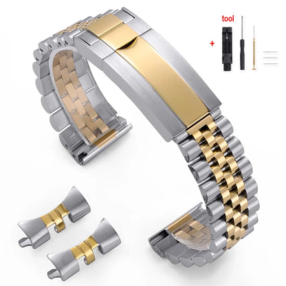 Cinturino di lusso curvo per Rolex, accessori per bracciali Jubilee, cinturino in acciaio inossidabile da 20mm 21mm 22mm, cintura in metallo
