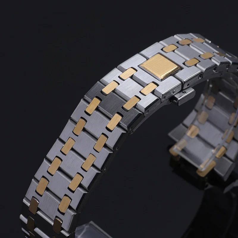 Bracelet de montre 21 26mm pour hommes et femmes, entièrement en acier inoxydable, pour AP ROYAL OAK 15400 26331 15500, boucle pliante