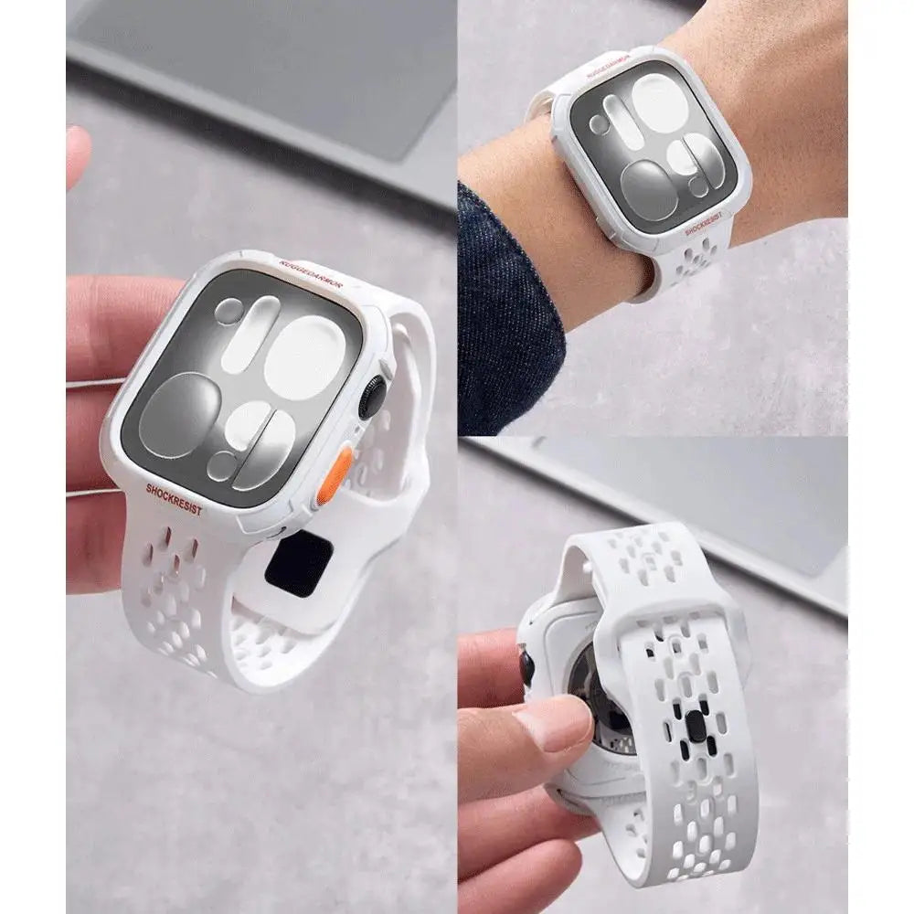 Custodia protettiva in TPU + cinturini in silicone per Apple Watch Ultra 3/2 (49 mm), S11/S10 (46 mm), 42 mm, 45 mm, 44 mm, 41 mm, 40 mm;