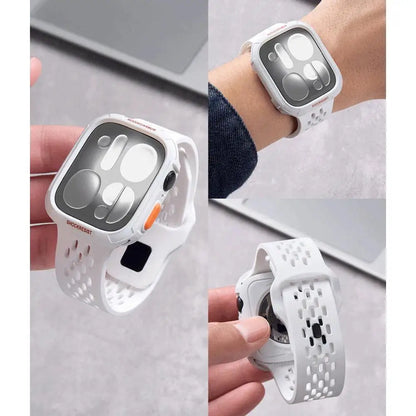 Custodia protettiva in TPU + cinturini in silicone per Apple Watch Ultra 3/2 (49 mm), S11/S10 (46 mm), 42 mm, 45 mm, 44 mm, 41 mm, 40 mm;