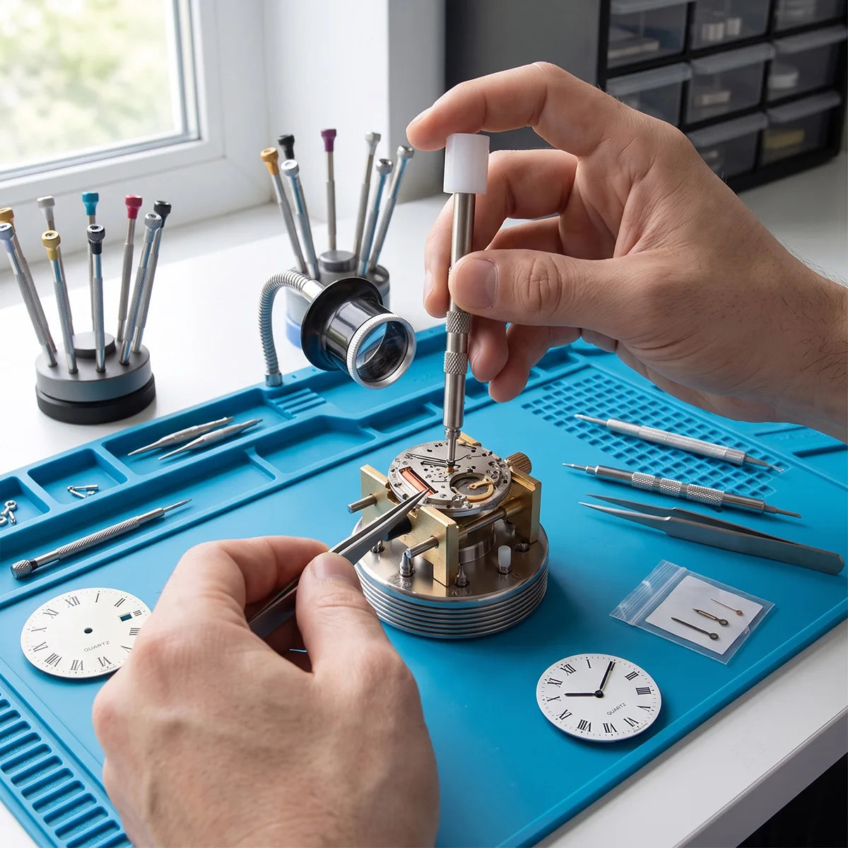 Watch hand press fitting tool, hand pusher, alloy steel hand holder, repair tool for watchmakers
