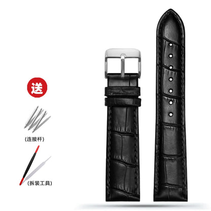 Blue Leather Bracelet for Men and Women, 12mm, 14mm, 16mm, 18mm, 20mm, 22mm for Tissot Longines, Omega Seamaster, Blue, Black, Brown