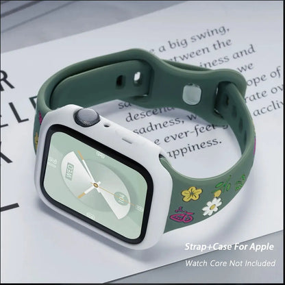 Cute Flower Silicone Strap Case for Apple Watch Ultra 49mm S10 S11 42mm 46mm 38 40 41 44 45 mm for iwatch SE 2 3 4 5 6 7 8 9