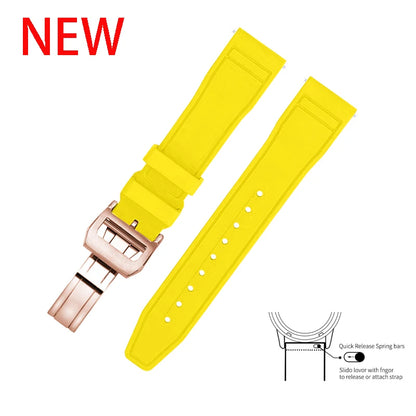 20mm 21mm 22mm Premium FKM Fluoro Rubber Watch Straps FPM Butterfly Buckle Quick Release Watch Bands for I-WC Watch Bands