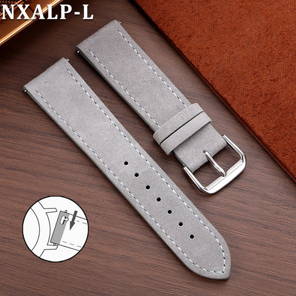 Bracelet en daim Vintage 18mm 19mm 20mm 22mm, en cuir de vache souple, à dégagement rapide, marron, accessoires pour femmes et hommes