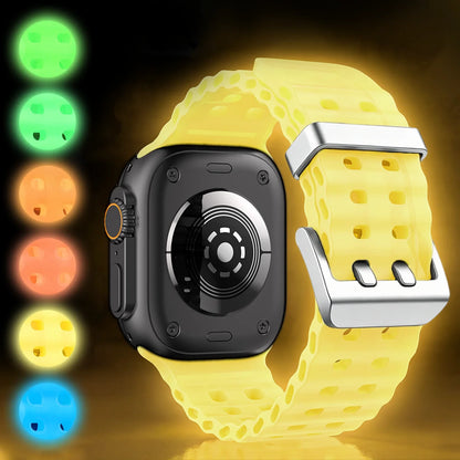 Cinturino per orologio in silicone luminoso Ocean Element compatibile con Apple Watch Ultra/Series 1-11/SE 38/40/41/42/44/45/46/49MM
