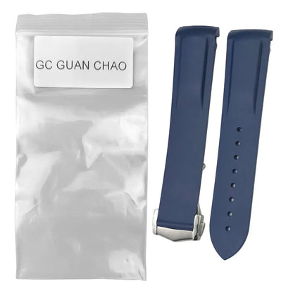GC GUAN CHAO-Bracelet de Montre en Caoutchouc à Extrémité Incurvée, Souple, Noir, Bleu, Rouge, Orange, avec Structure Pliable en Métal, 20mm, 21mm, 22mm, 19mm