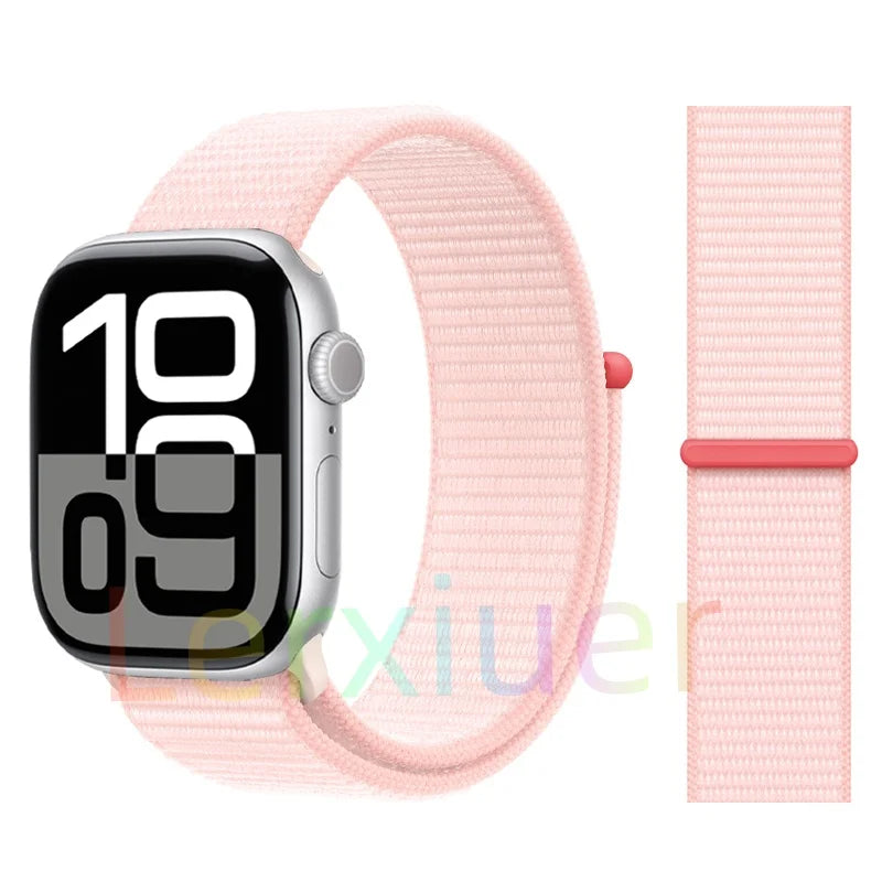 适用于 Apple Watch 46mm 44mm 45mm 40mm 41mm 42mm 的尼龙回环表带，适配 iWatch 系列 11 10 9 SE 8 7 6 5 4 Ultra 3 2 49mm