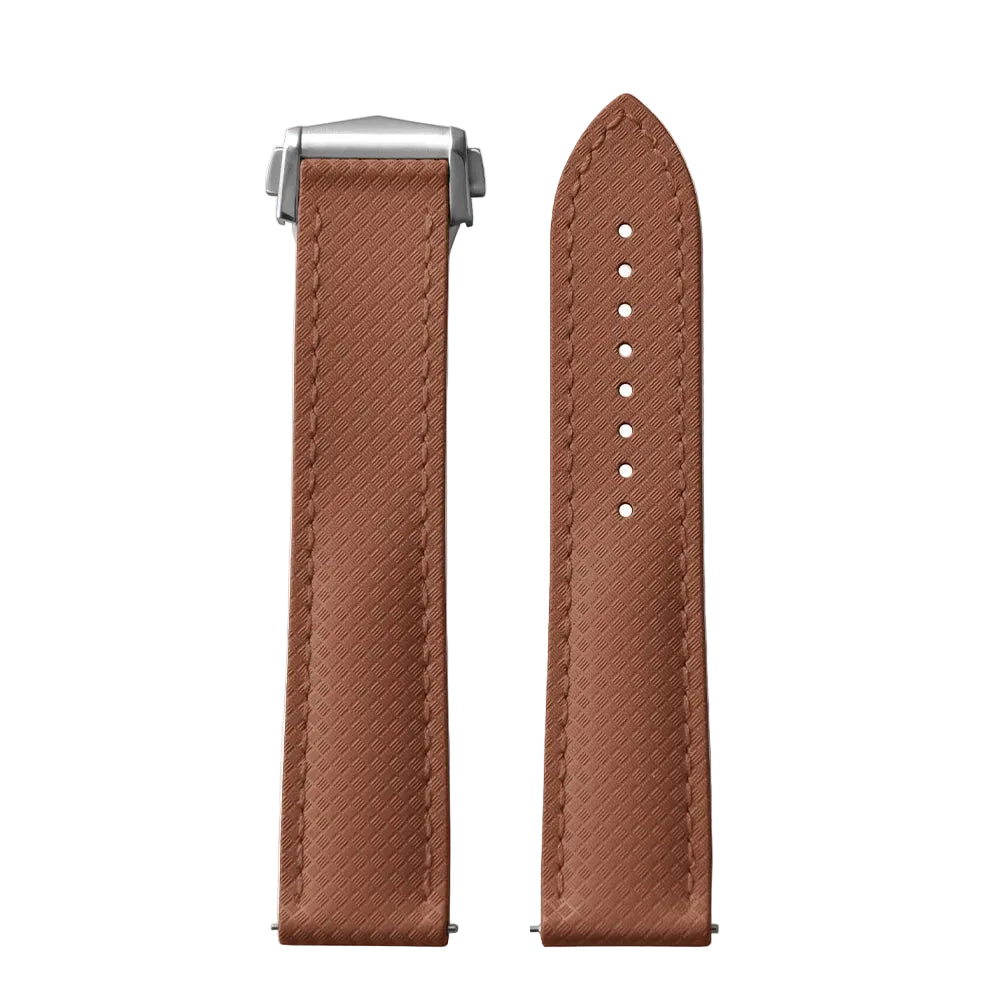 OZE Bracelet montre en Caoutchouc fluorocarbone - Surpiqures / Motif Racing - Déployante - Universel