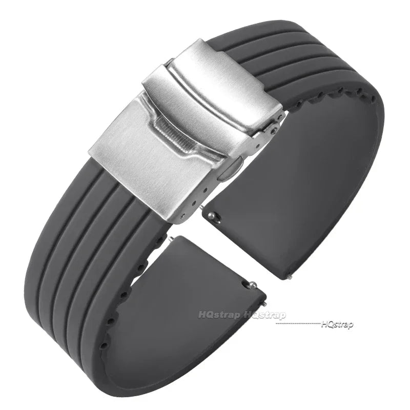 Cinturino per orologio in gomma di silicone, chiusura deployante 18mm 20mm 22mm 24mm per orologio Omega, cinturino di ricambio per cinturini sportivi Seiko