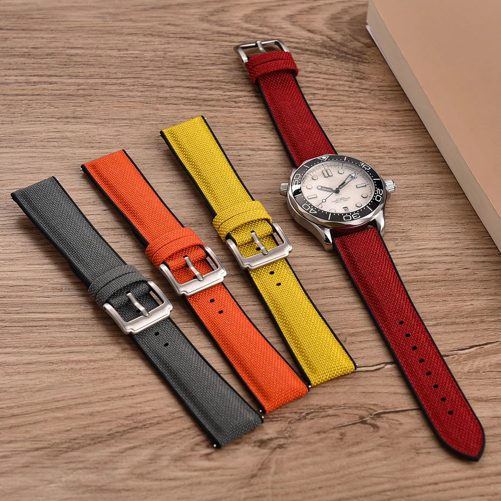 Bracelet de montre à dégagement rapide en Nylon/Silicone, 18mm 19mm 20mm 21mm 22mm, pour montre Samsung Galaxy Huawe