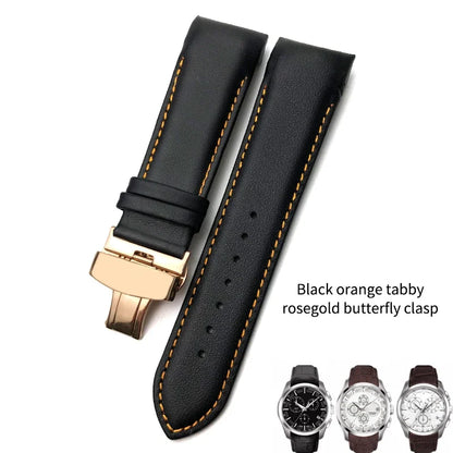 Cinturino per orologio in vera pelle 22mm 23mm 24mm adatto per Tissot T 035617 T035 cinturino in pelle di vacchetta nera fibbia deployante uomo
