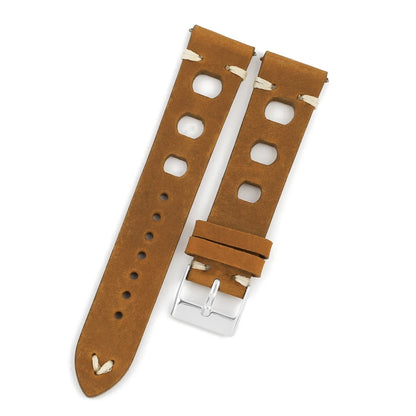 Men's Retro Crazy Horse Leather Watch Strap, 18mm 19mm 20mm 21mm 22mm, Three-Hole, Quick Release