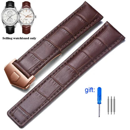 19mm 20mm 22mm Genuine Leather Strap for Tag Heuer Carrera Monaco Watch Black Brown Watchband Bracelet
