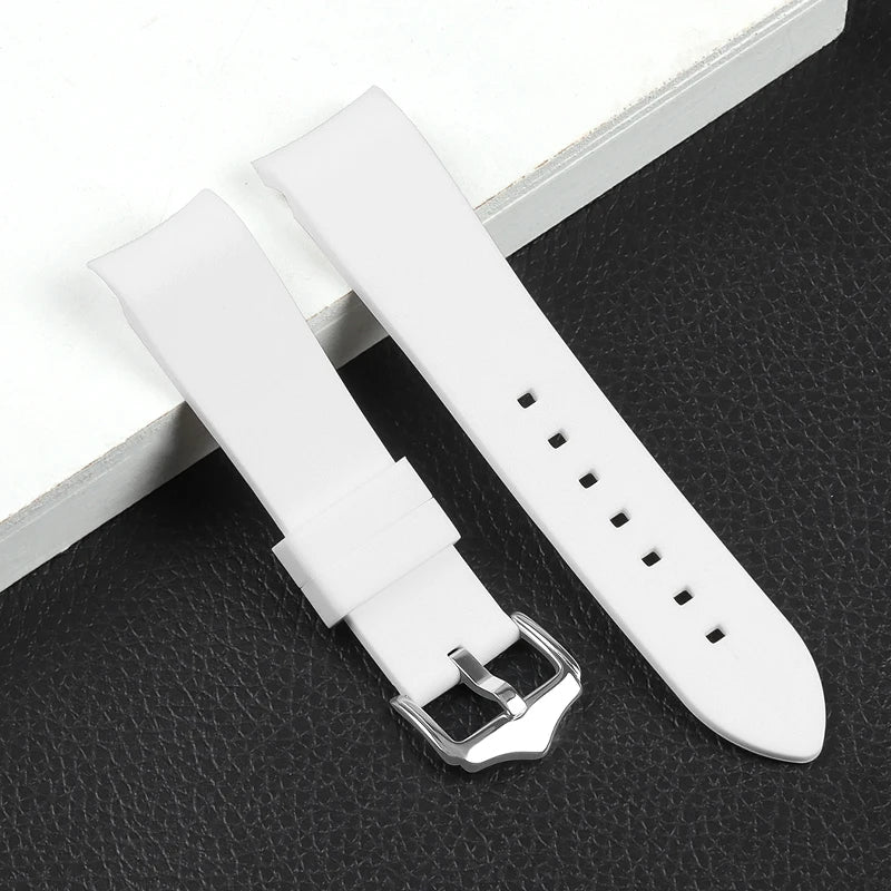 Bracelet en caoutchouc à extrémité incurvée, 20mm 22mm, en Silicone, pour Seiko, Bracelet de Sport étanche pour Rolex, haute qualité