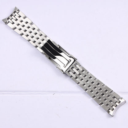 Bracciale per orologio in acciaio inossidabile massiccio, estremità curve e dritte, argento lucido, 22 mm, per Breitling Navitimer.