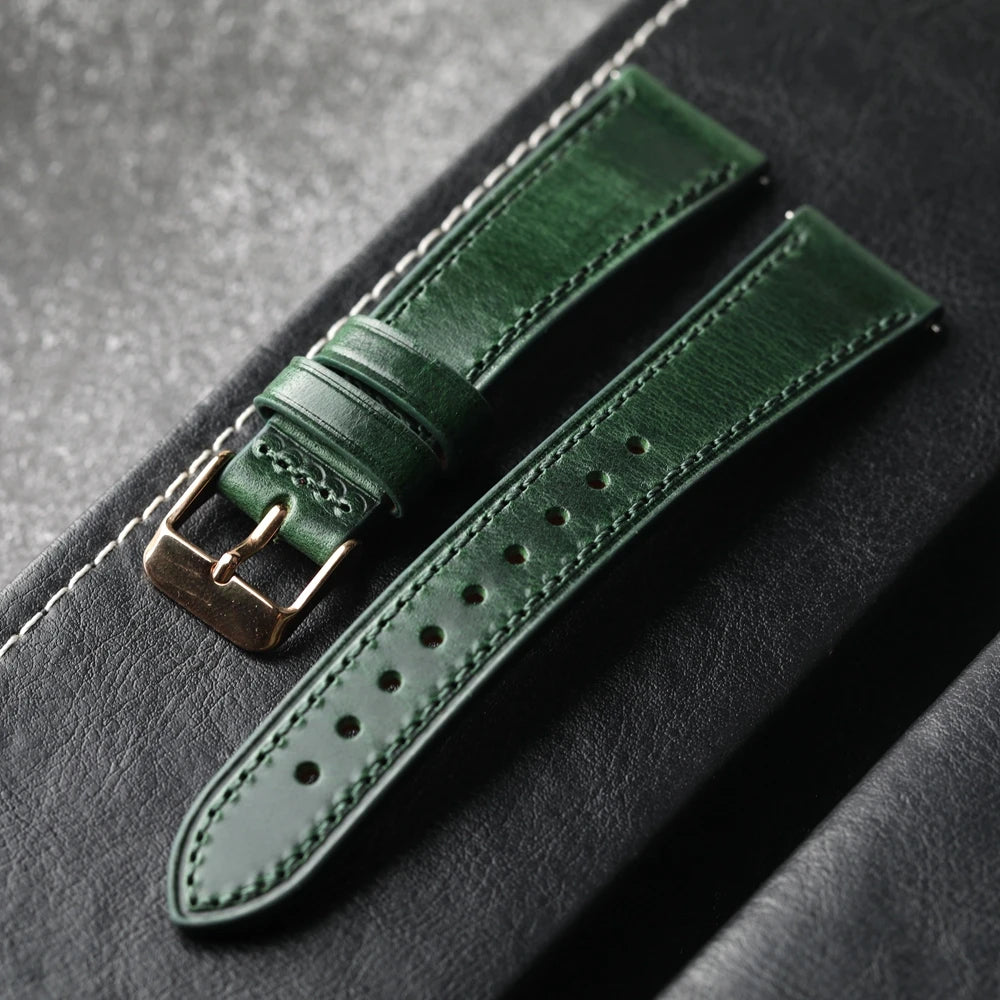 Handmade Italian Cowhide Leather Strap, Genuine Leather 18 19 20 21 22 mm, Soft Quick Release, Genuine Leather Strap, Blue