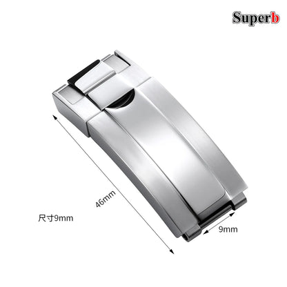 Boucles de montre Rolex 16x9mm, fermoir coulissant double convexe, boucle pliante ajustable, bouton de bracelet pour fermoirs Daytona en acier inoxydable