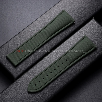 Bracelet universel à dégagement rapide 20mm 21mm 22mm, bracelet de montre étanche en caoutchouc FKM pour Omega, Rolex, Seiko