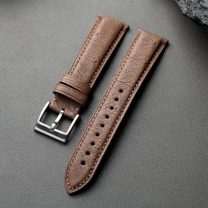 Cinturino in pelle di struzzo fatto a mano, 18 19 20 21 22MM, nero, blu, marrone, pelle morbida, stile retrò, cinturino per orologio da uomo