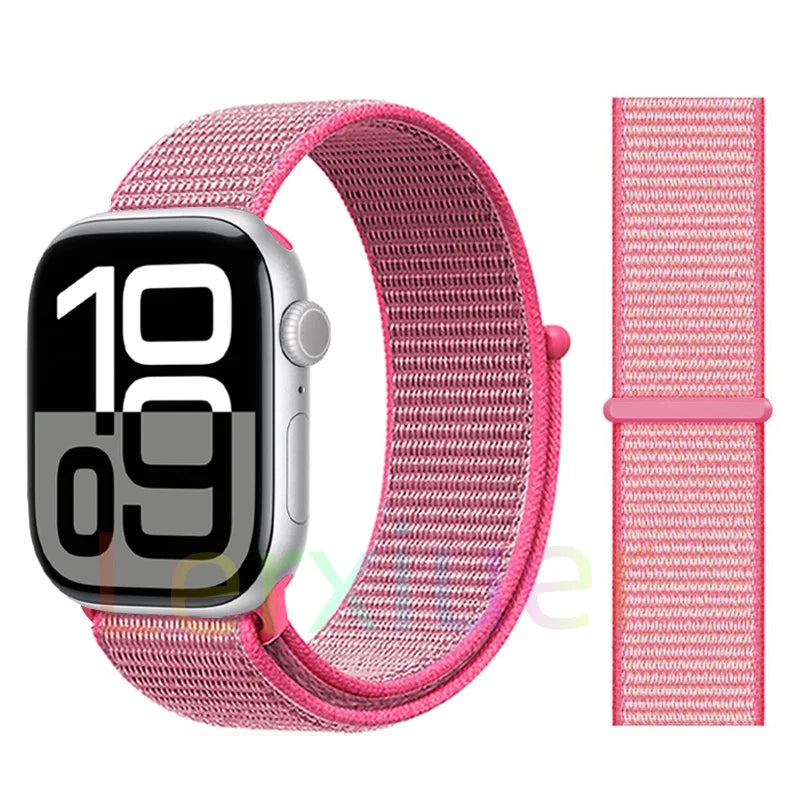 适用于 Apple Watch 46mm 44mm 45mm 40mm 41mm 42mm 的尼龙回环表带，适配 iWatch 系列 11 10 9 SE 8 7 6 5 4 Ultra 3 2 49mm