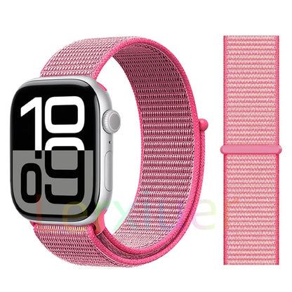 适用于 Apple Watch 46mm 44mm 45mm 40mm 41mm 42mm 的尼龙回环表带，适配 iWatch 系列 11 10 9 SE 8 7 6 5 4 Ultra 3 2 49mm