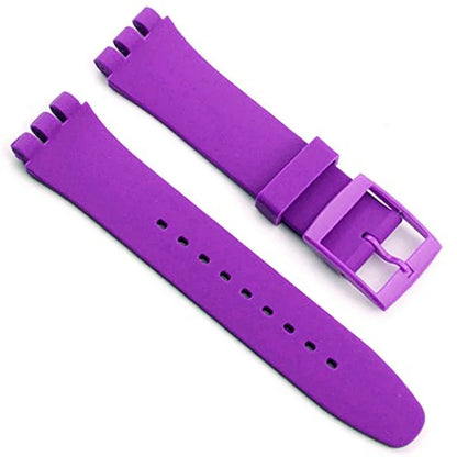Bracelet en caoutchouc étanche pour Swatch, boucle ardillon en métal, Bracelet de montre en Silicone 16/17/19/20mm, ceinture de remplacement pour hommes et femmes